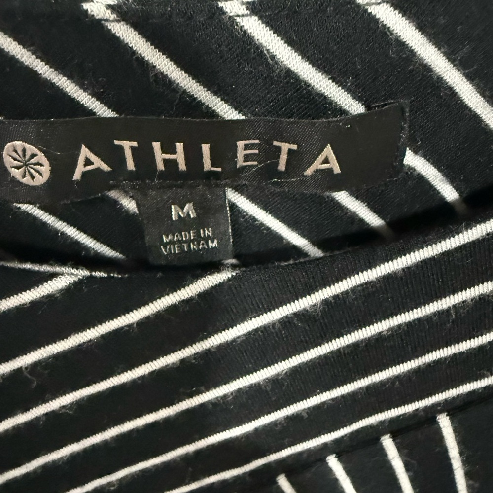 Athleta Santorini High Neck Mix Stripe Dress Go Stripe Black - Picture 2 of 3